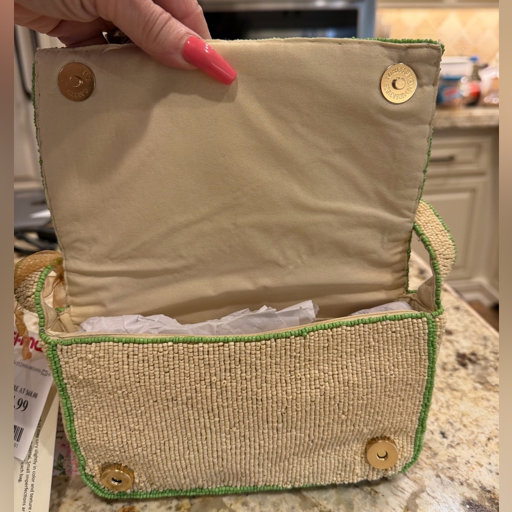 Handcrafted in India “Aperol Esque” Beaded Bag Orange and Green - Picture 6 of 7